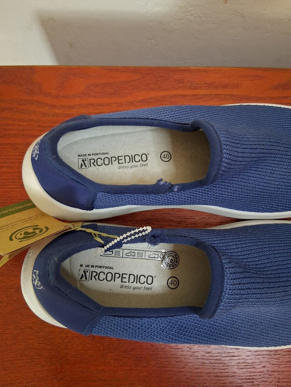 Arcopedico Women's Gaia Slip-On Comfort Stretch Shoes Blue with White Sole EU 40 - Picture 2 of 16
